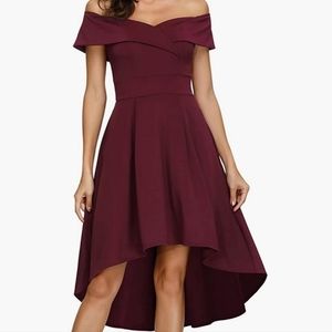Off Shoulder High Low Cocktail Dress